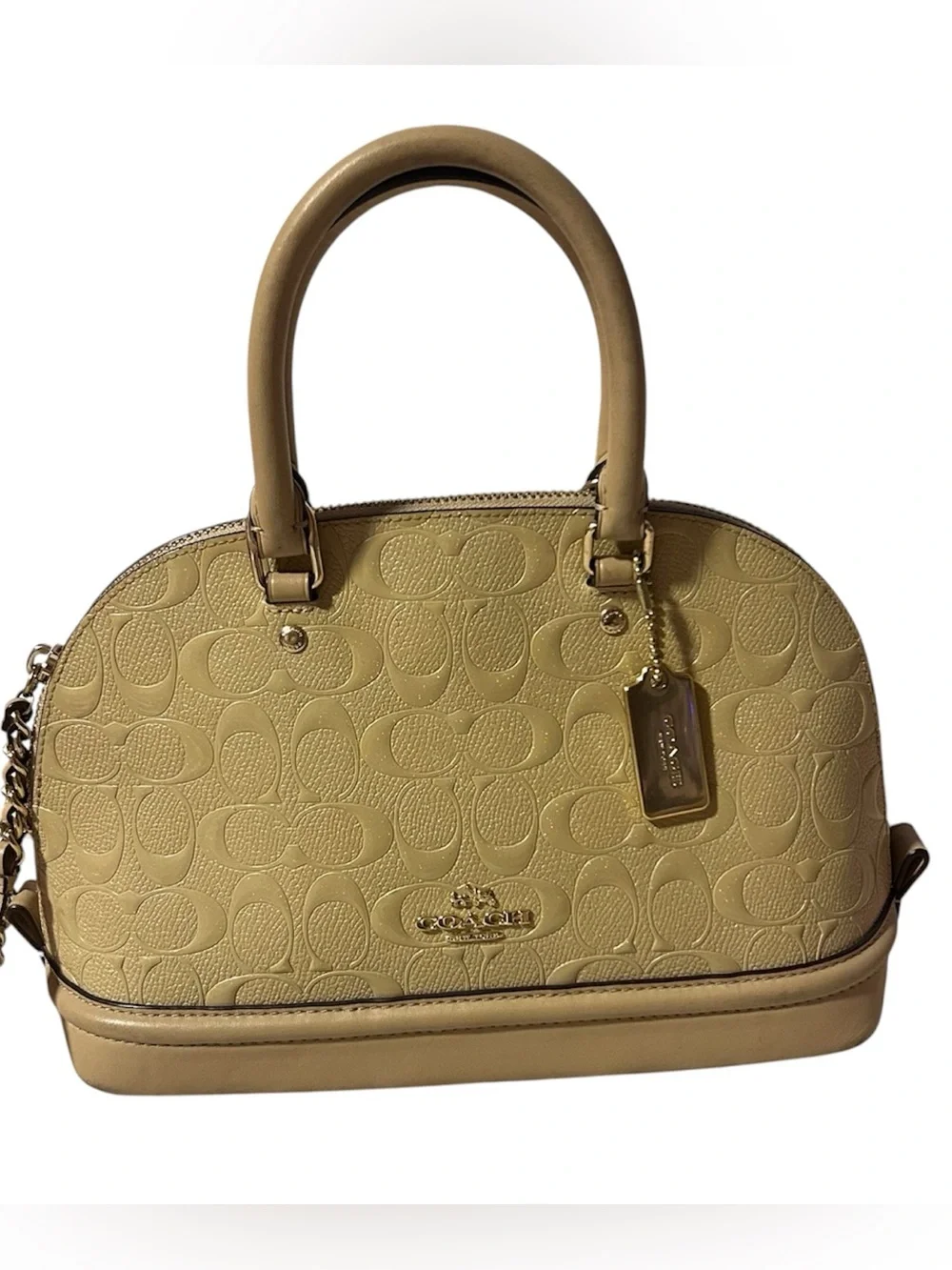 Coach mini sierra debossed patent signature satchel dome purse bag